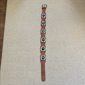 Brown Leather Belt with Turquoise Accents